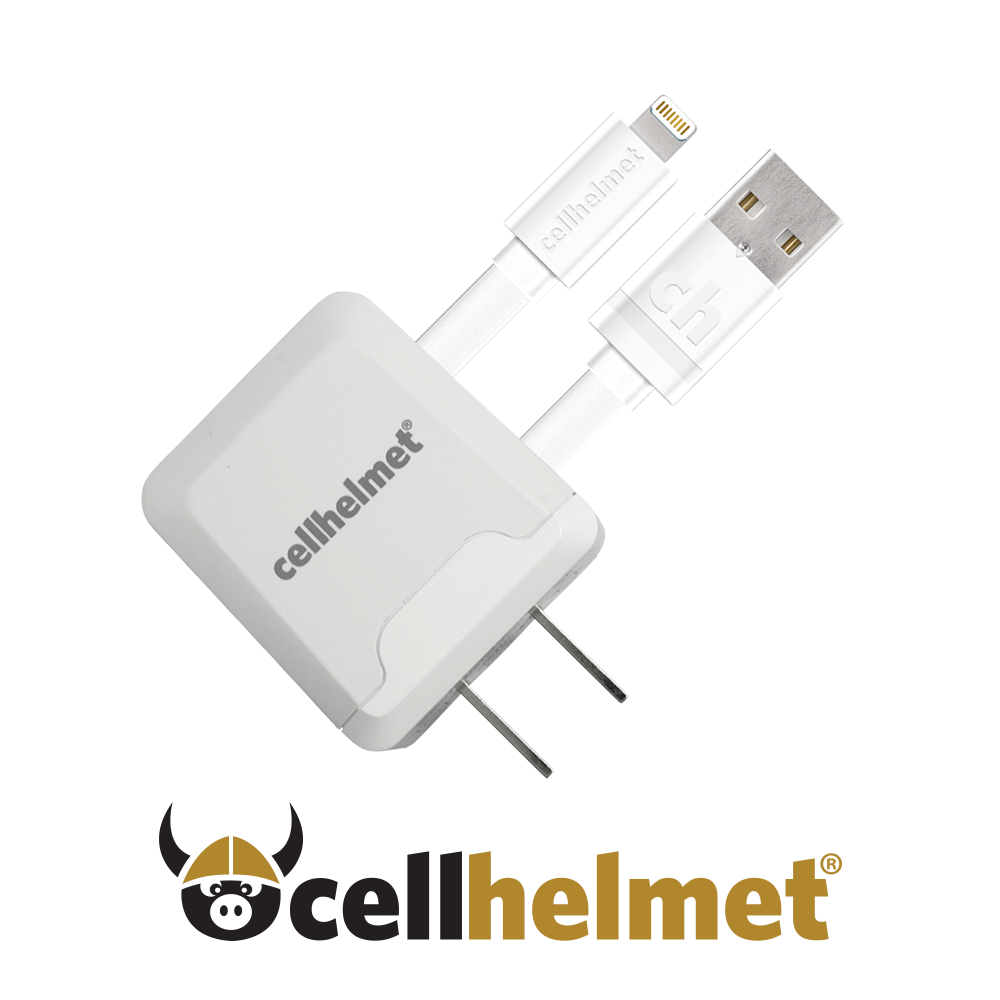 Cellhelmet 2.1A Wall Charger w/ 3 FT Flat Lightning Cable - White